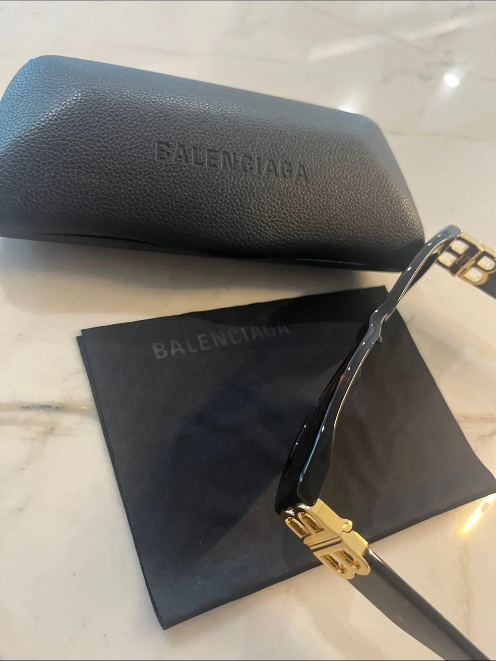 Balenciaga Black Sunglasses with Gold BB Hardware BBOO95S